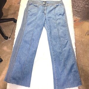 Escada Cropped Jeans Womens 34x27 Blue Vintage Y2k Mid Rise‎ Flared